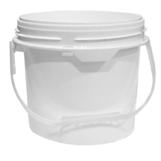 Picture of 2.5 Gallon White HDPE Plastic Pail, w/ Plastic Handle, Threaded Opening, Lite Latch, UN Rated