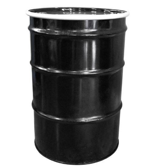 Picture of 55-Gallon Black Open Head Steel Reconditioned Drum, Any Lining, Black Cover, 2"& 3/4" Fitting, Bolt Ring, UN Rated