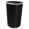 Picture of 55 Gallon Black Straight Side Steel Drum, Unlined, w/ Black Cover, 2" & 3/4" Nylon Fittings, Lever Lock, UN Rated