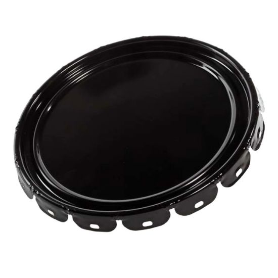 Picture of 2.5-7 Gallon Black Steel Pail Lug Cover, Red Phenolic Lining, No Fitting, Flow in Gasket, 24 Gauge, UN Rated