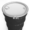 Picture of 55 Gallon Black Steel Open Head Drum, Buff Epoxy Phenolic Lined w/ White Cover 2" and 3/4" Fittings, UN Rated