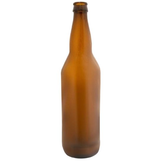 Picture of 22 oz Amber Glass Long Neck Beer Bottle, 12 per Case, Kraft Reshipper Box