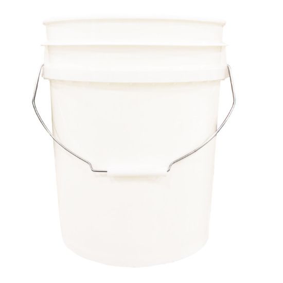 Picture of 5 Gallon White HPDE Plastic Open Head Pail, w/ Black CWL, UN Rated