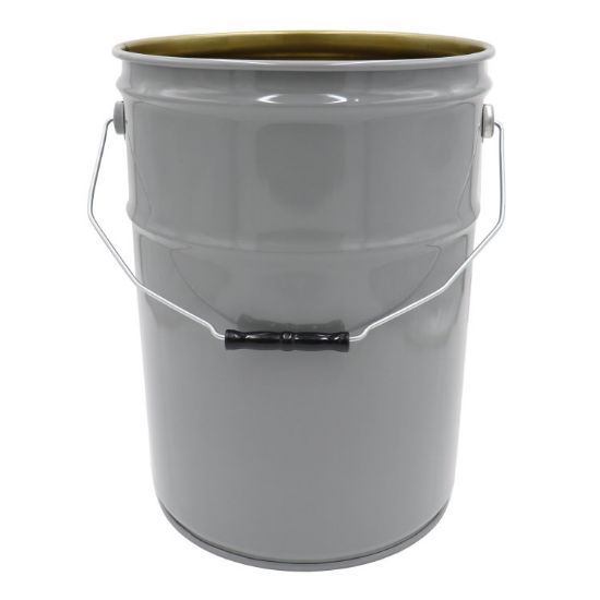 Picture of 6 Gallon Gray Steel Open Head Pail, Clear Phenolic Lining, 26 Gauge, UN Rated