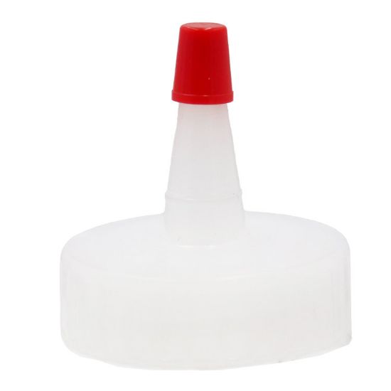 Picture of 38mm 38-400 Natural LDPE Plastic Yorker Cap, No Hole, w/ Red Regular Tip