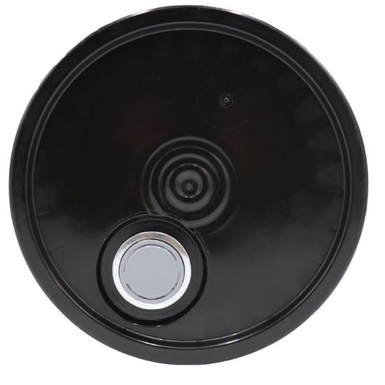 Picture of 3.5-6 Gallon Black HDPE Plastic Regrind Pail Tear Tab Cover, Rieke Fitting, EPDM Gasket