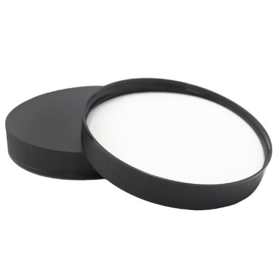 Picture of 120mm 120-400 Black PP Plastic Matte Top, Ribbed Sides Cap with F217 & PS22 Plain Liner