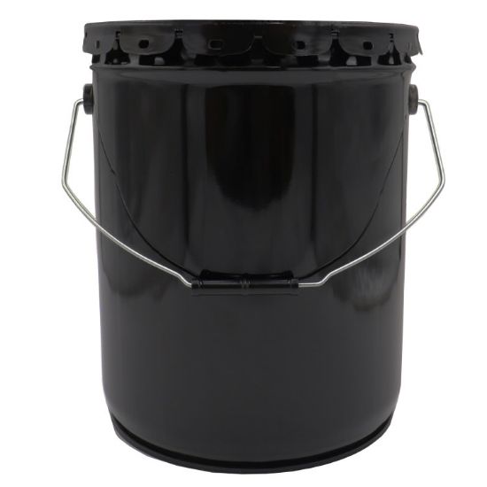Picture of 5.3 Black Steel Open Head Pail, Single Bead, Rust Inhibited Lining w/ Rust Inhibited Lug Cover, EPDM Gasket, UN Rated