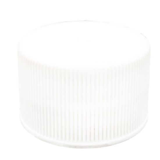 Picture of 28mm 28-410 White PP Plastic Matte Top, Ribbed Side Cap, PE Foam Liner