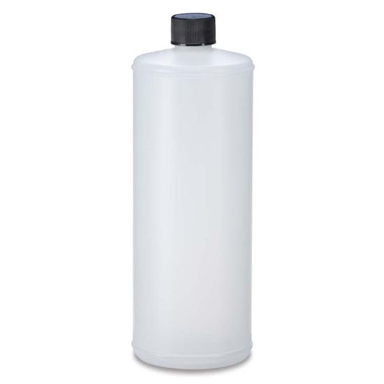 Picture of 32 oz Natural HDPE Plastic Ring Cylinder Bottle, 28mm 28-410, Flame Treated