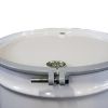 Picture of 55 Gallon White Open Head Steel Drum, Buff Epoxy Phenolic Lining, w/ White Cover, 2" & 3/4" Tri-Sure Fitting, Bolt Ring, UN Rated